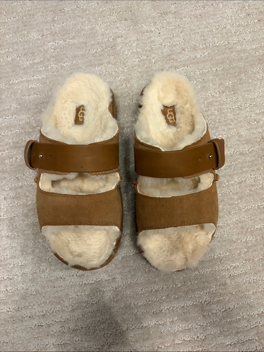 UGG Women's Chestnut Suede Shearling Slide Sandals
